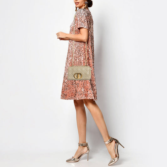 DIOR Light Beige Cannage Leather Small Caro Shoulder Bag