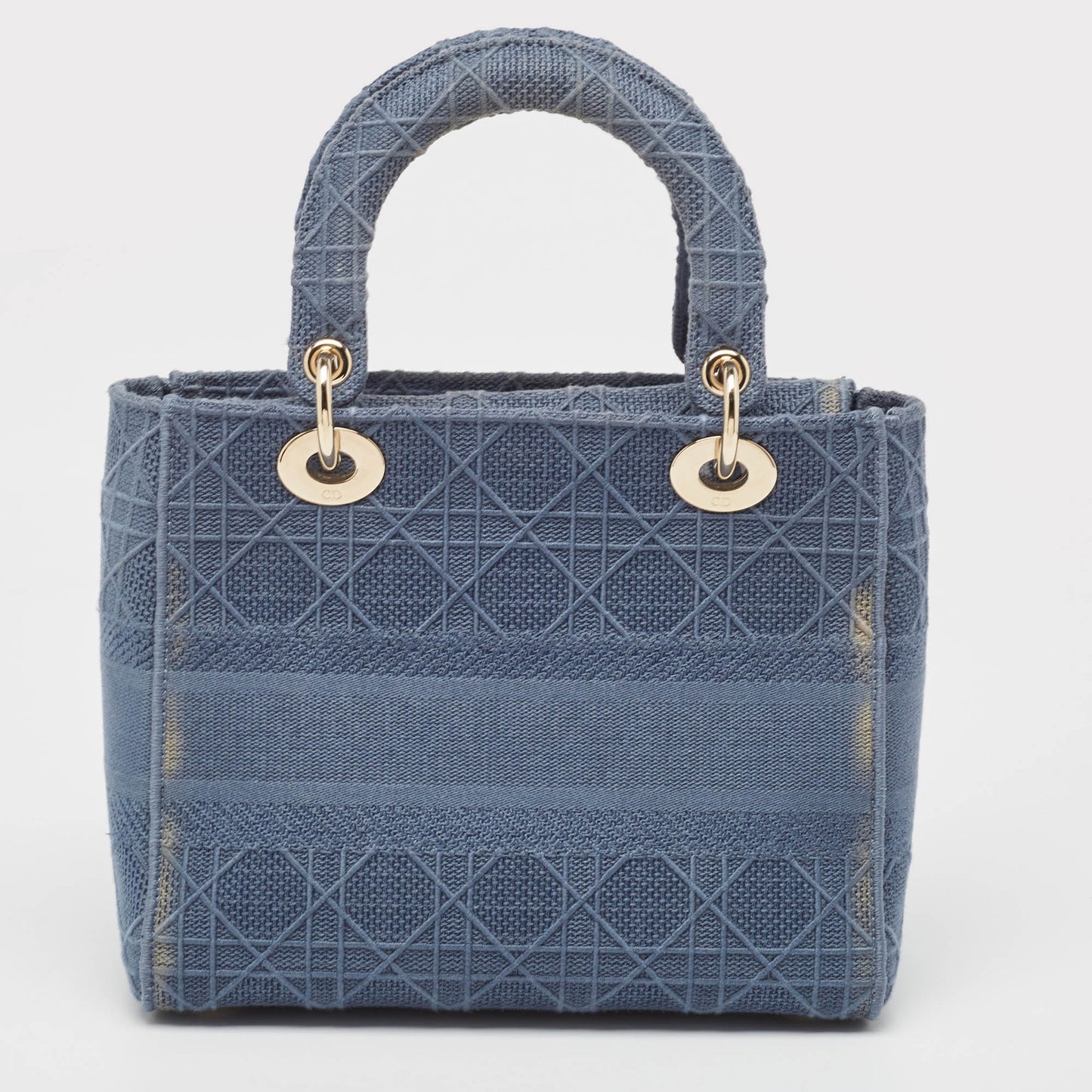 DIOR Blue Cannage Embroidered Canvas Medium Lady D-Lite Tote