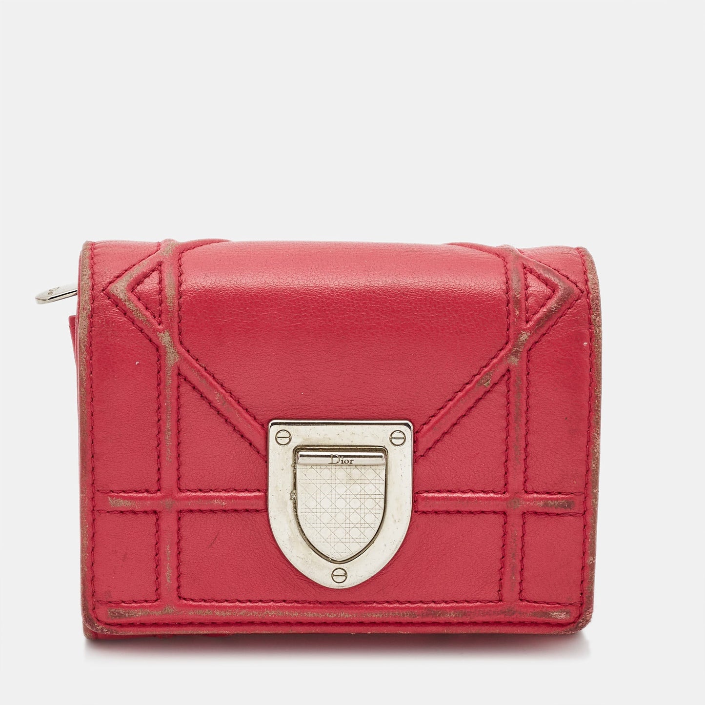 DIOR Pink Leather ama Trifold Wallet