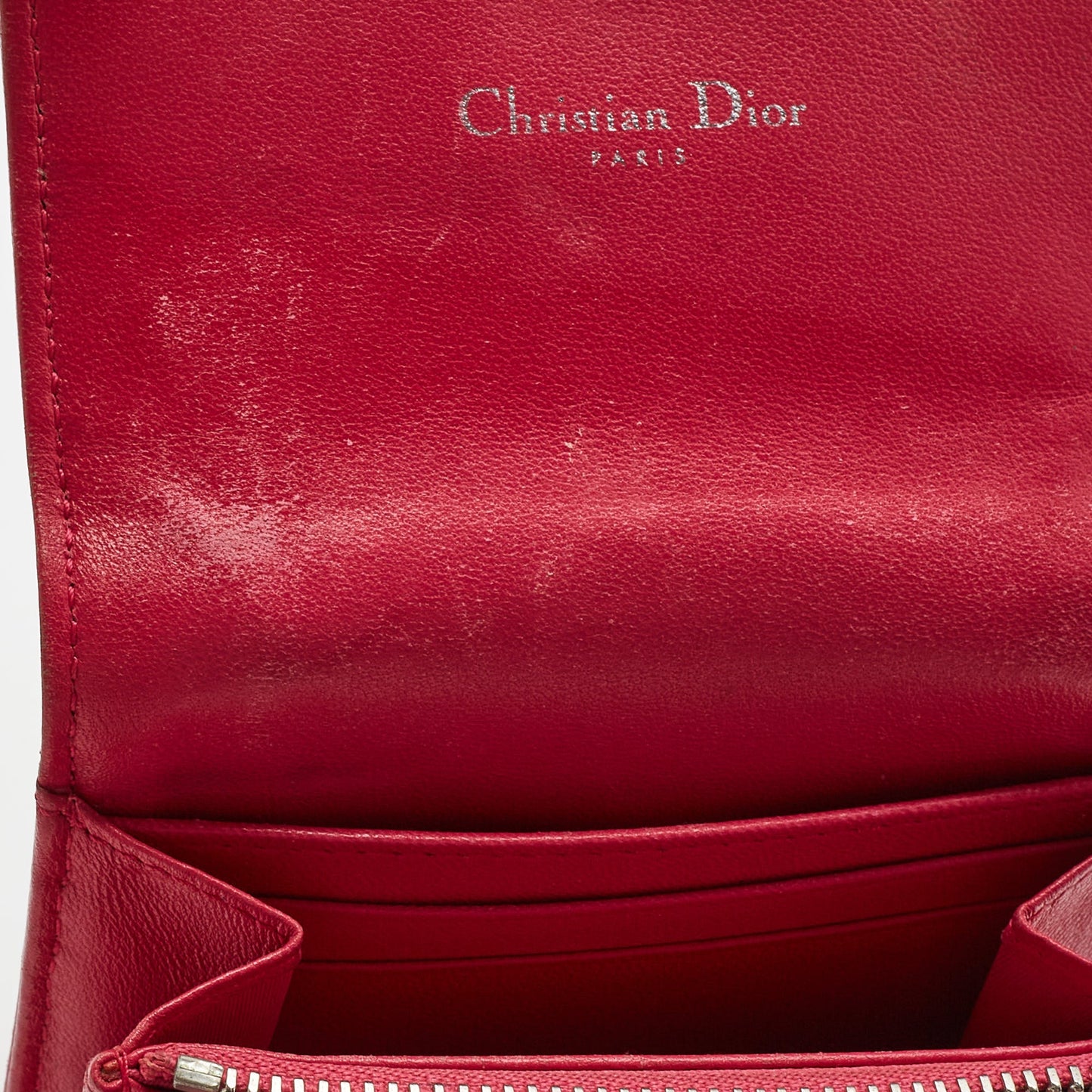 DIOR Pink Leather ama Trifold Wallet