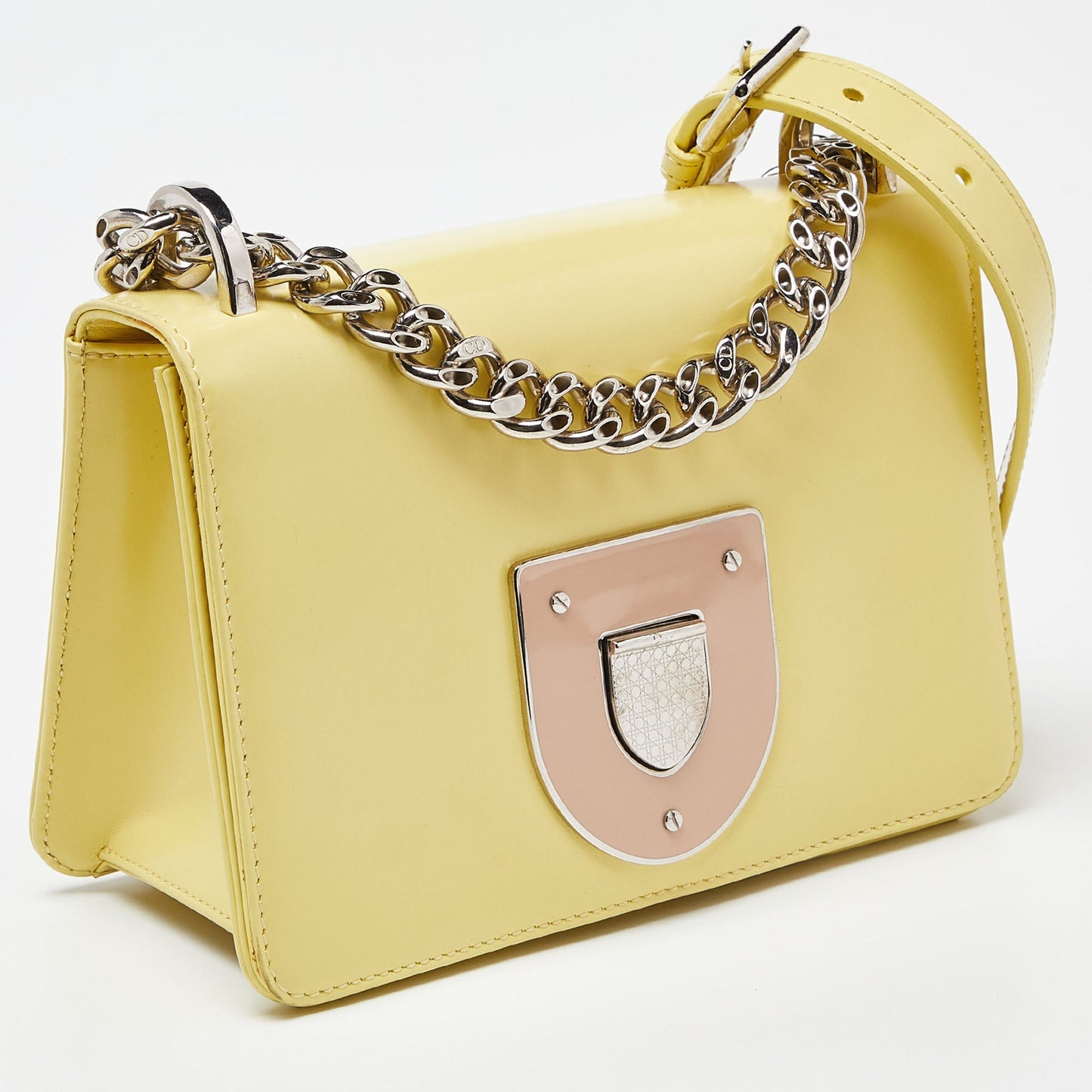 DIOR Light Yellow Patent Leather ama Club Shoulder Bag