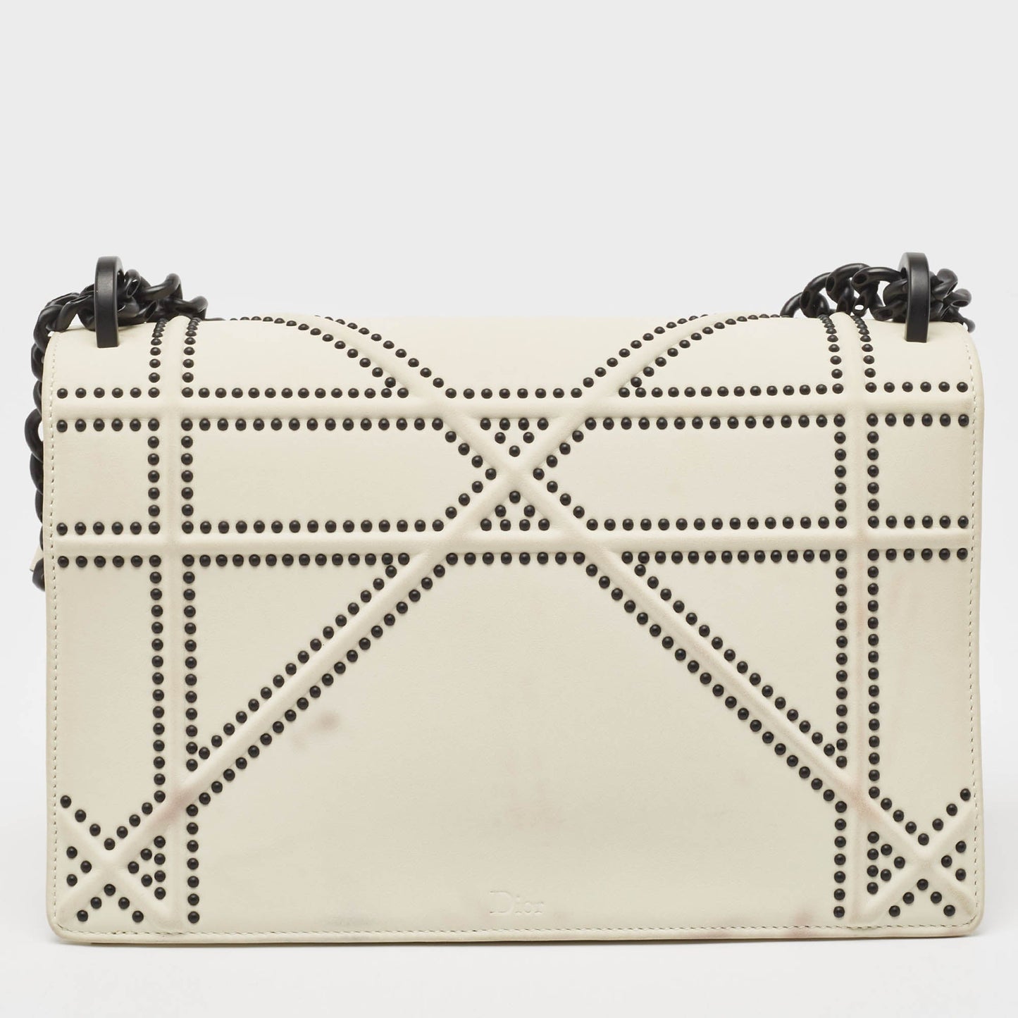 DIOR White Leather Medium ama Flap Shoulder Bag