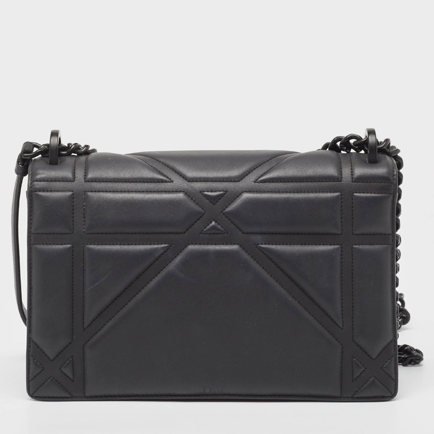DIOR Black Matte Leather Medium ama Flap Shoulder Bag