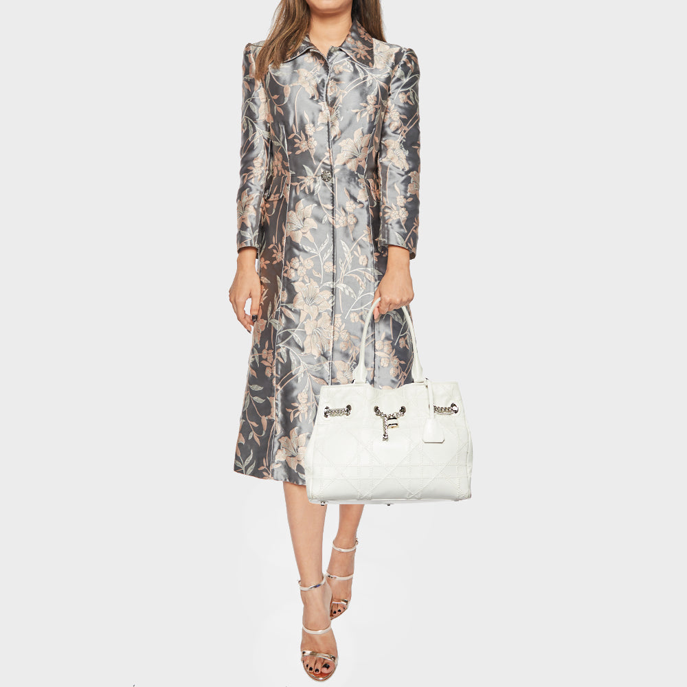 DIOR White Cannage Leather Chri Chri Chain Tote