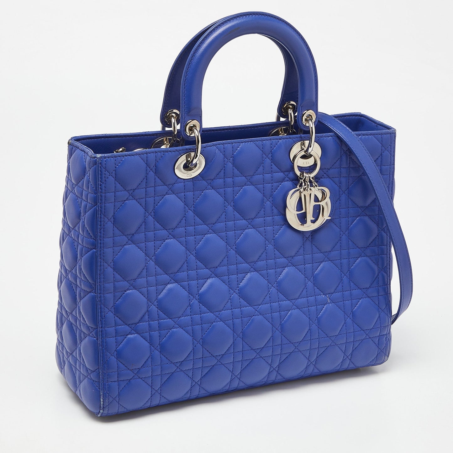 DIOR Blue Cannage Leather Large Lady  Tote
