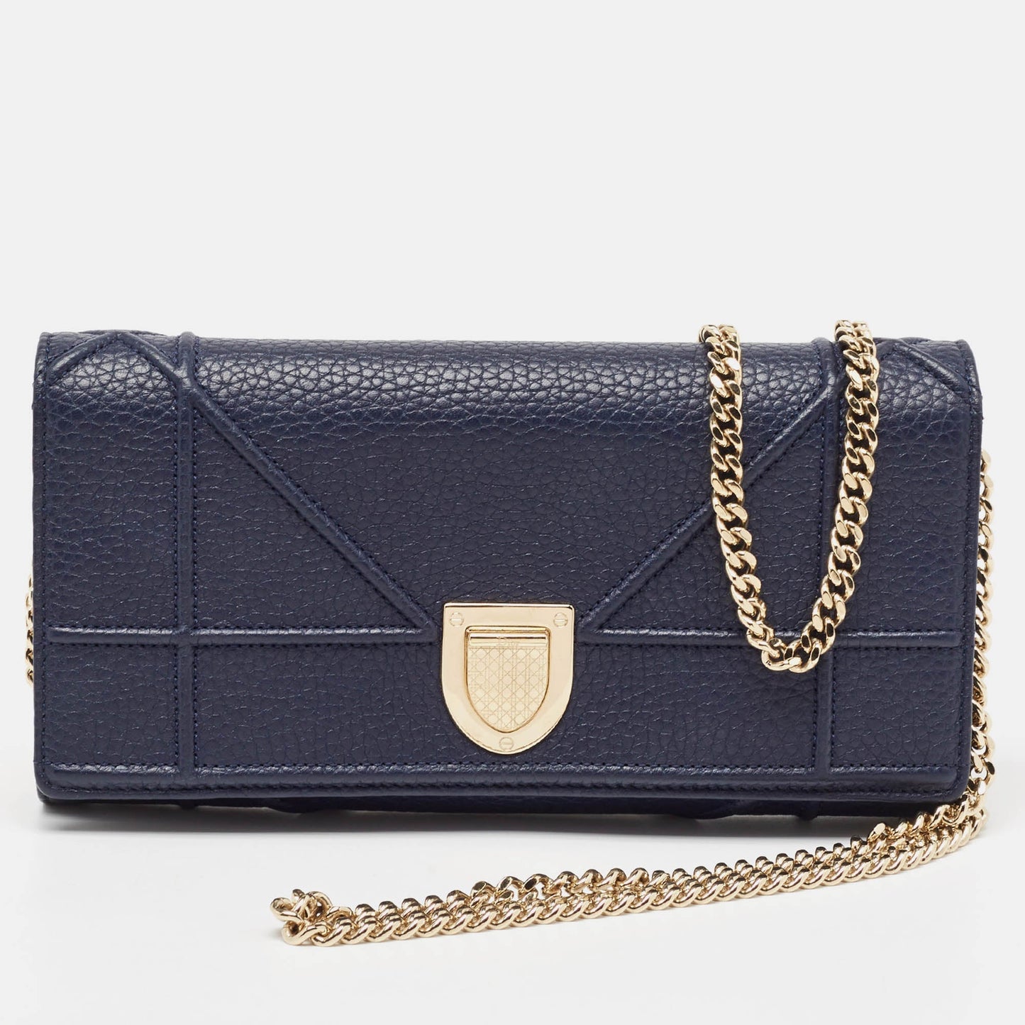 DIOR Navy Blue Leather ama Wallet on Chain