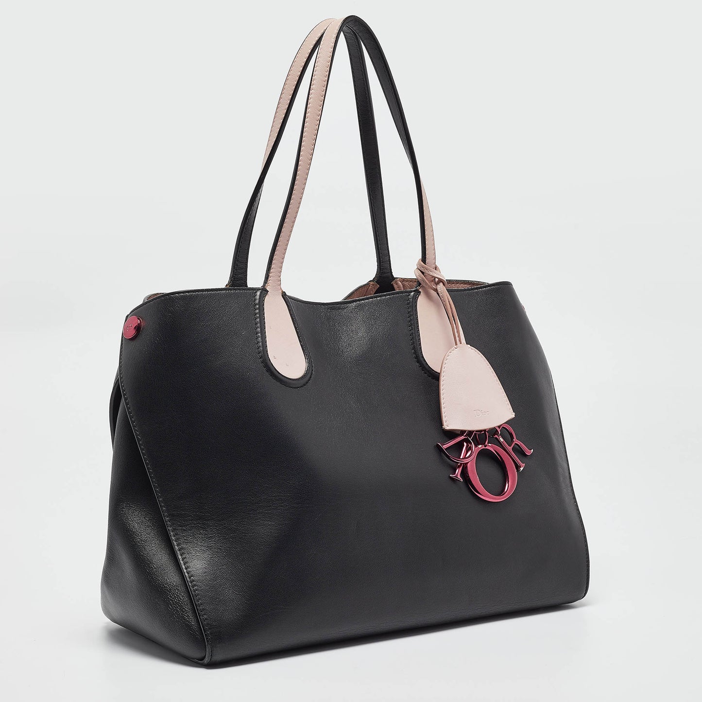 DIOR Black/Pink Leather Small  Addict Shopping Tote