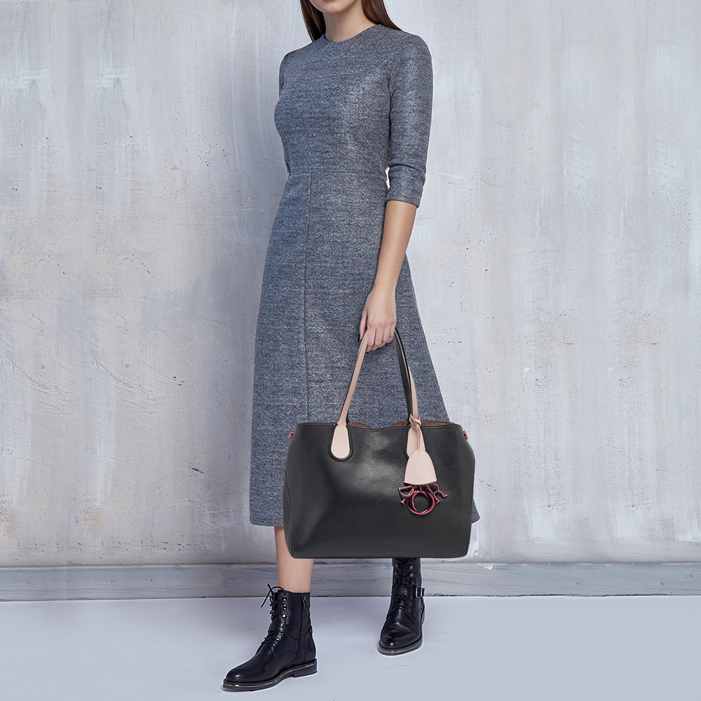 DIOR Black/Pink Leather Small  Addict Shopping Tote