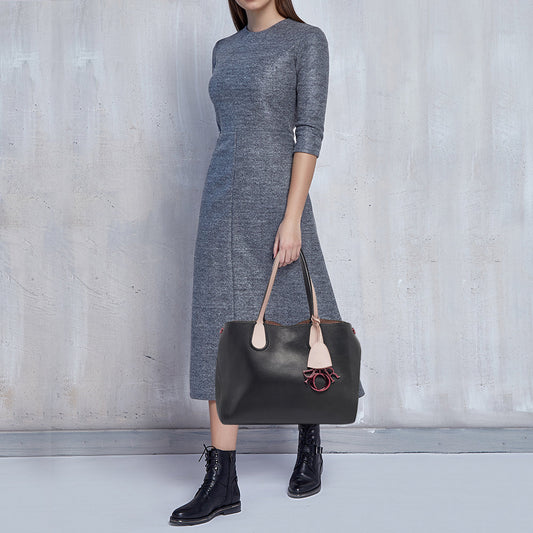 DIOR Black/Pink Leather Small  Addict Shopping Tote