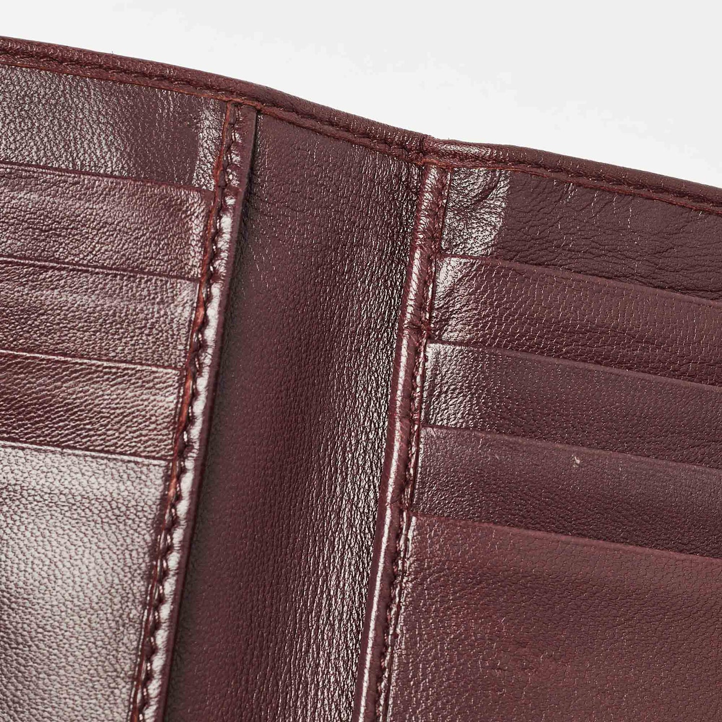 DIOR Burgundy Leather Studded ama Trifold Wallet