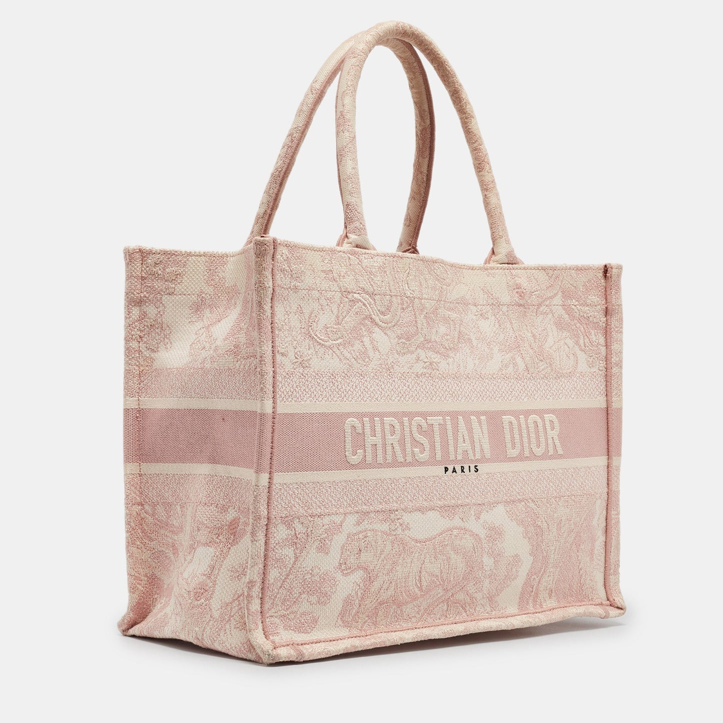 DIOR Pink Embroidery Canvas Medium Book Tote
