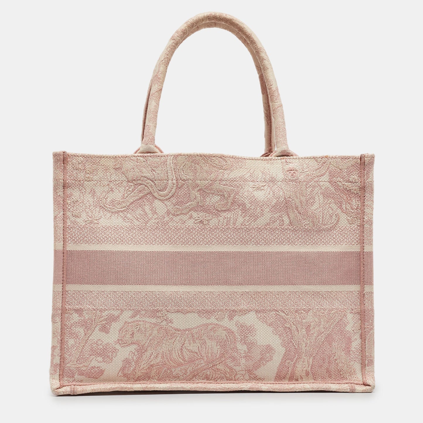 DIOR Pink Embroidery Canvas Medium Book Tote
