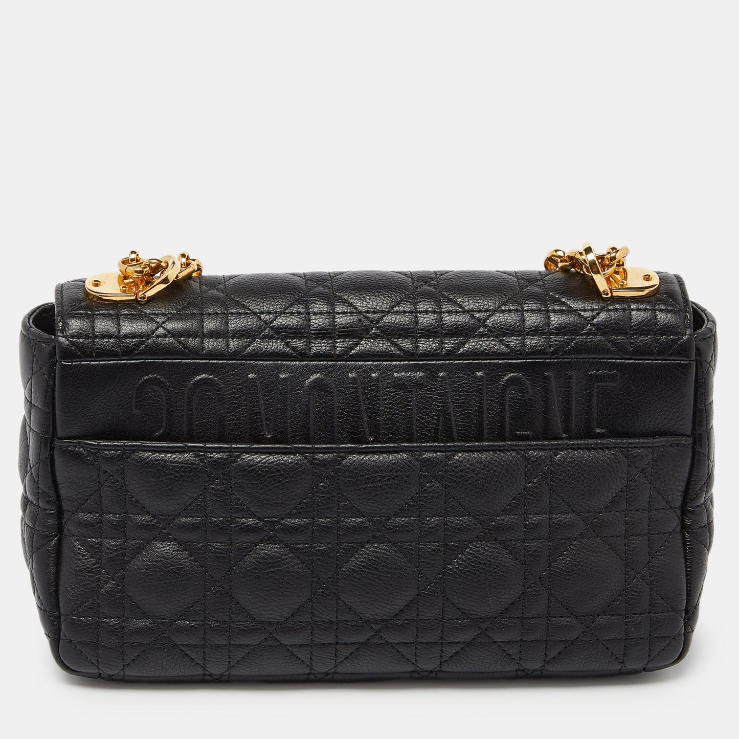 DIOR Black Cannage Leather Medium Caro Shoulder Bag
