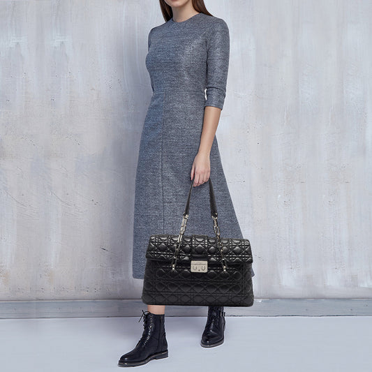 DIOR Black Cannage Leather New Lock Flap Bag