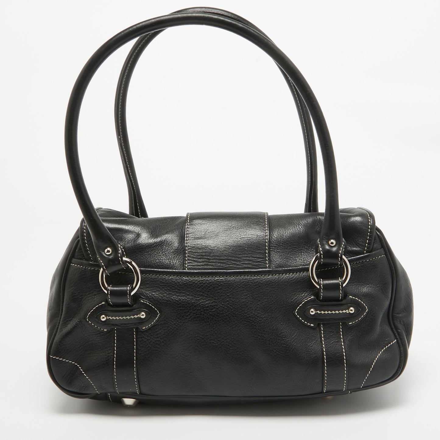 DIOR Black Leather St. Germain Flap Satchel