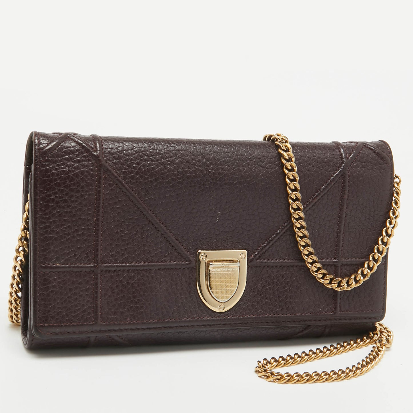 DIOR Burgundy Leather ama Wallet on Chain