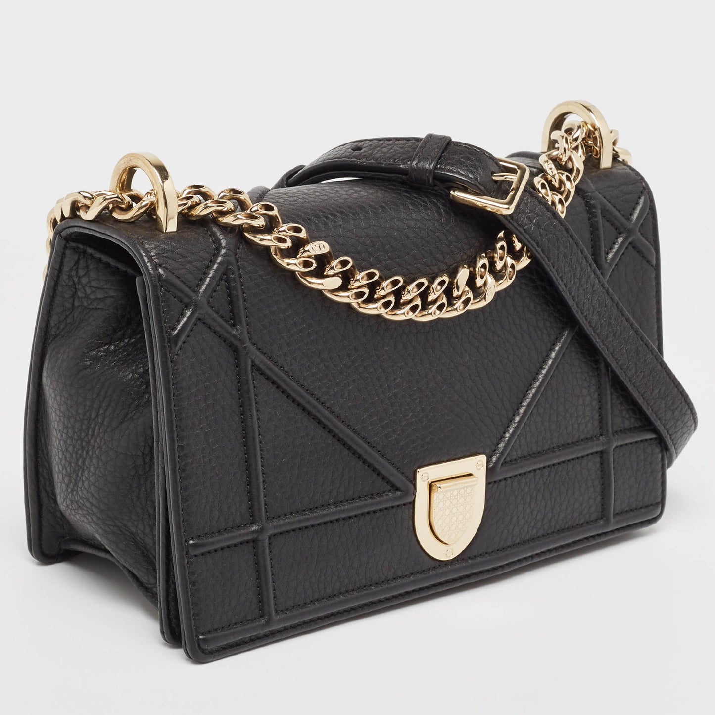 DIOR Black Leather Small ama Shoulder Bag