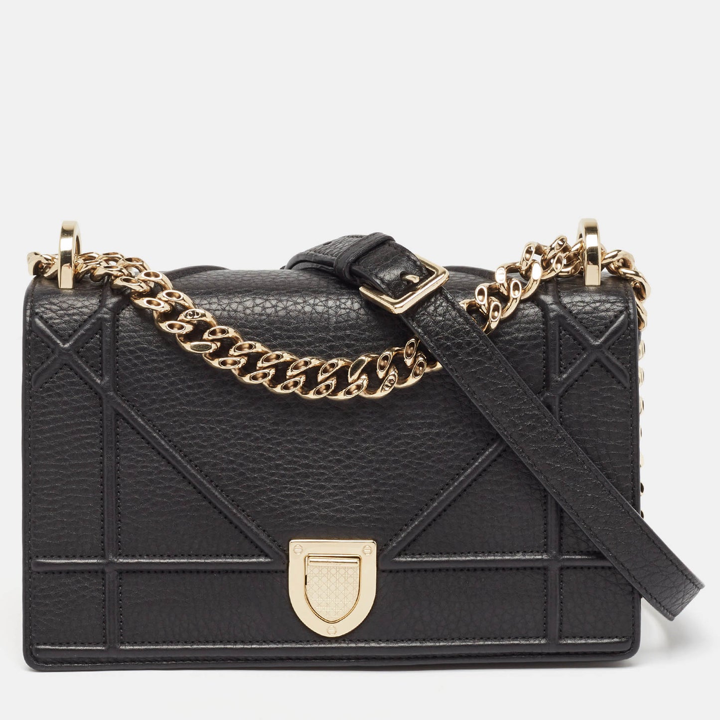 DIOR Black Leather Small ama Shoulder Bag