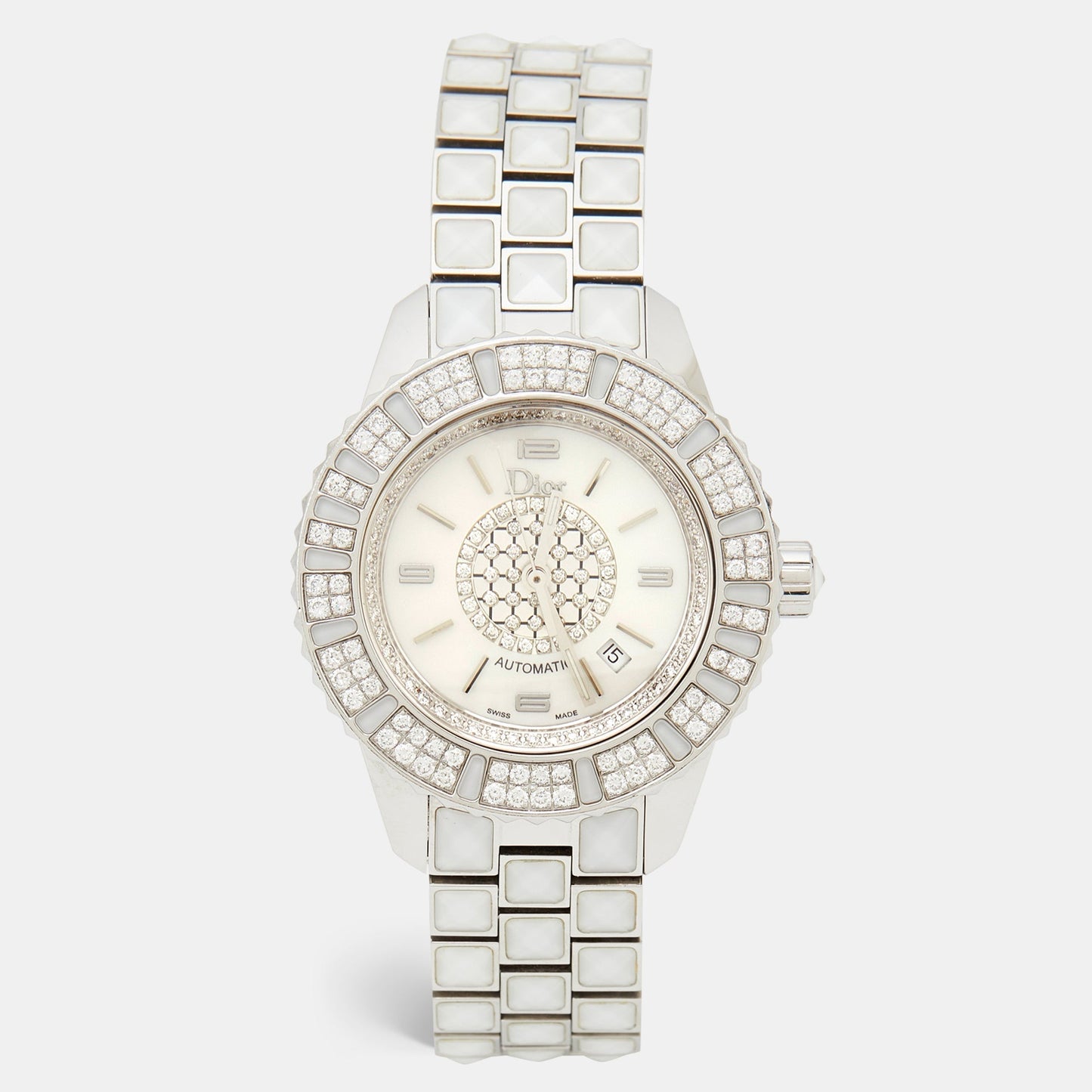 DIOR Mother Of  Pearl Diamonds Stainless Steel Christal CD113512M001 Women's Wristwatch 33 mm