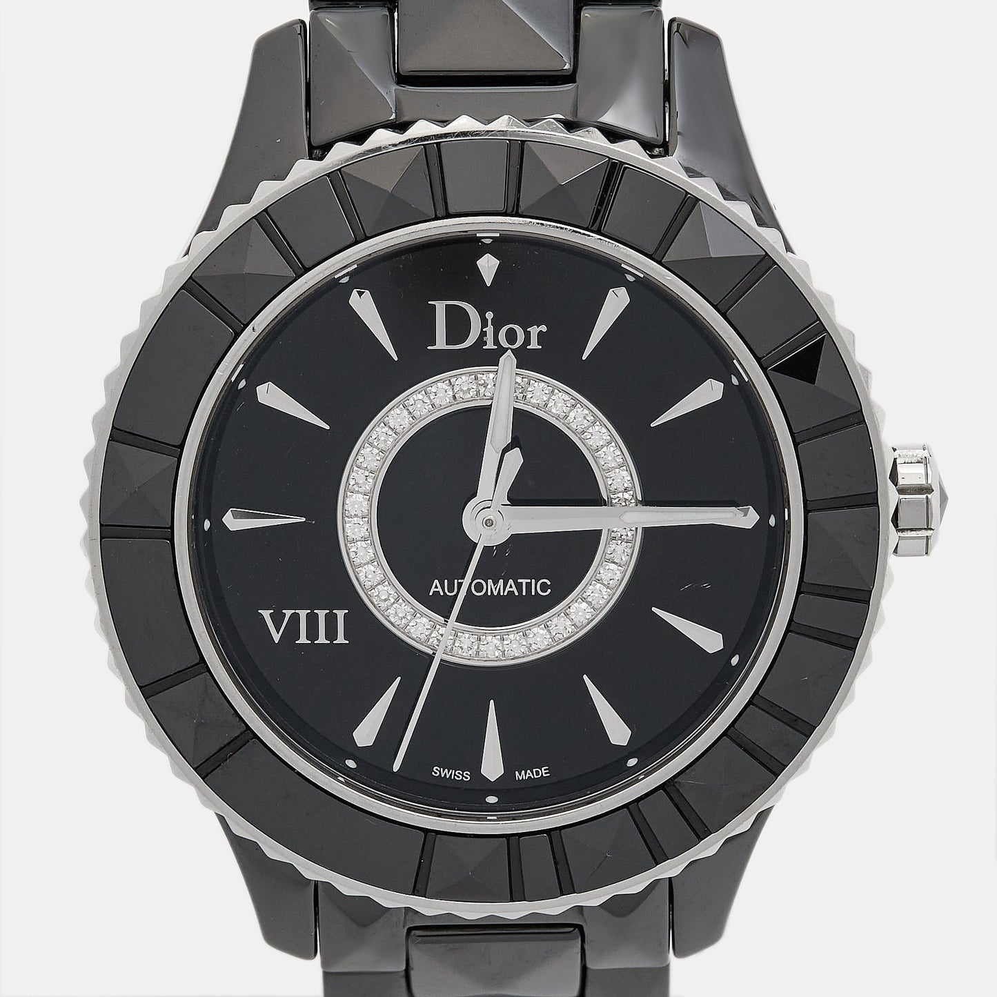 DIOR Black Diamond Ceramic Stainless Steel  VIII CD1245E0C002 Women's Wristwatch 38 mm