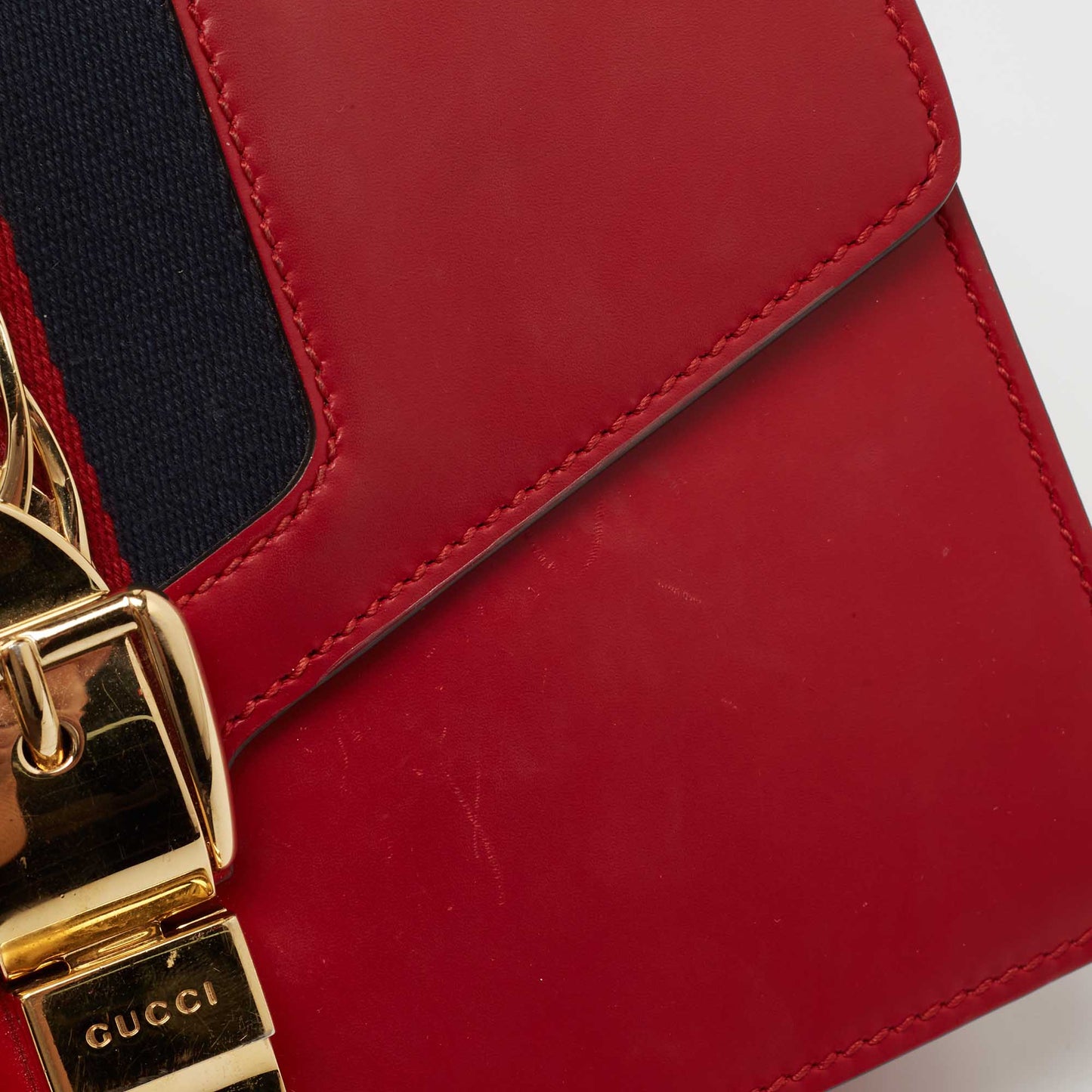 Gucci Red Leather Sylvie Shoulder Bag