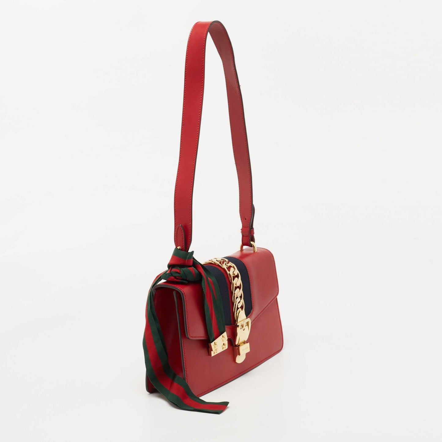 Gucci Red Leather Sylvie Shoulder Bag