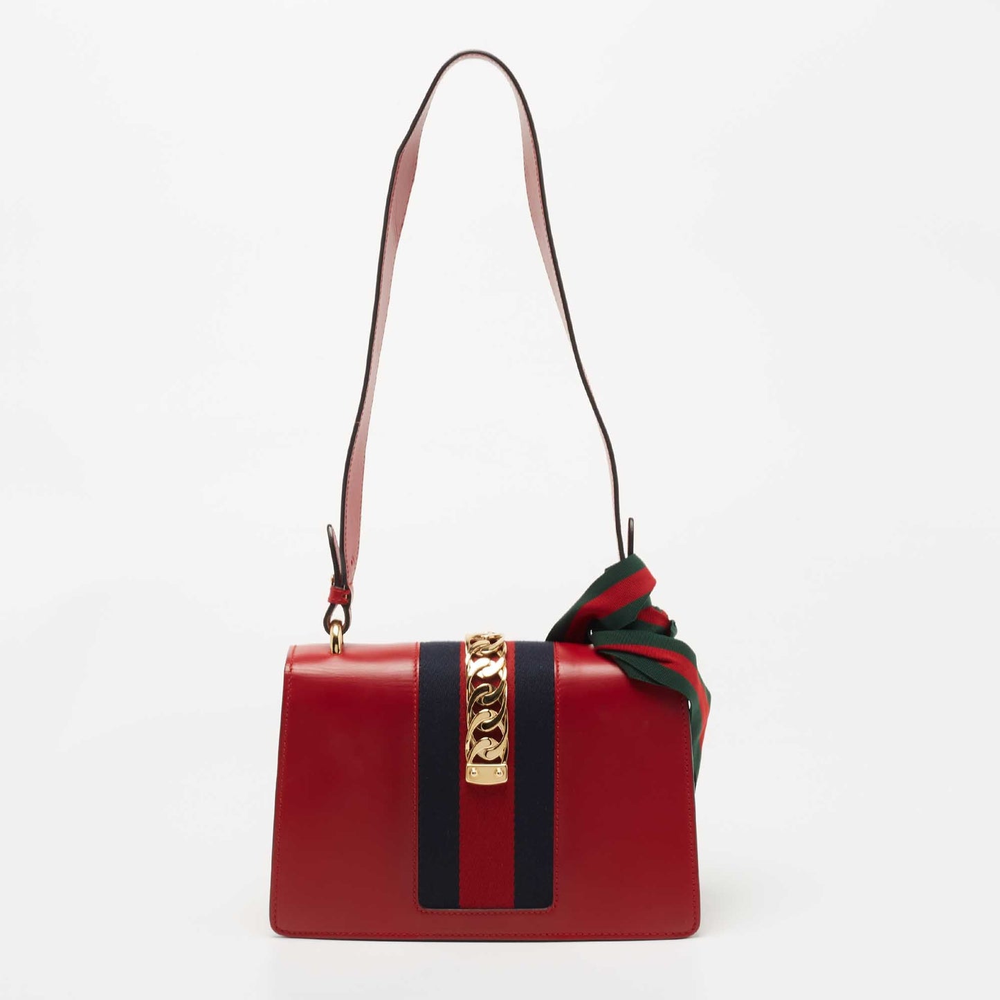 Gucci Red Leather Sylvie Shoulder Bag