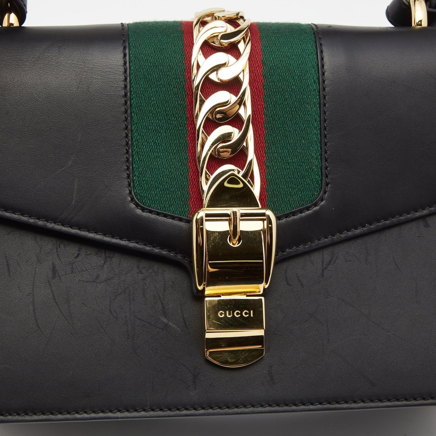 Gucci Black Leather Sylvie Shoulder Bag