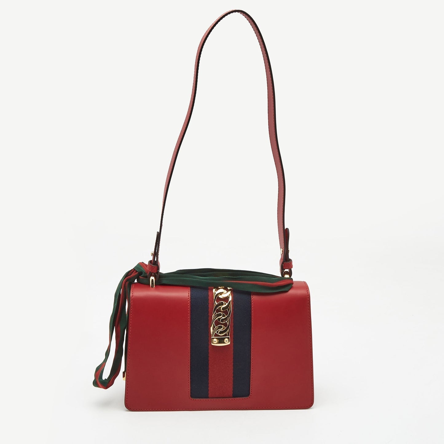 Gucci Red Leather Small Web Sylvie Shoulder Bag