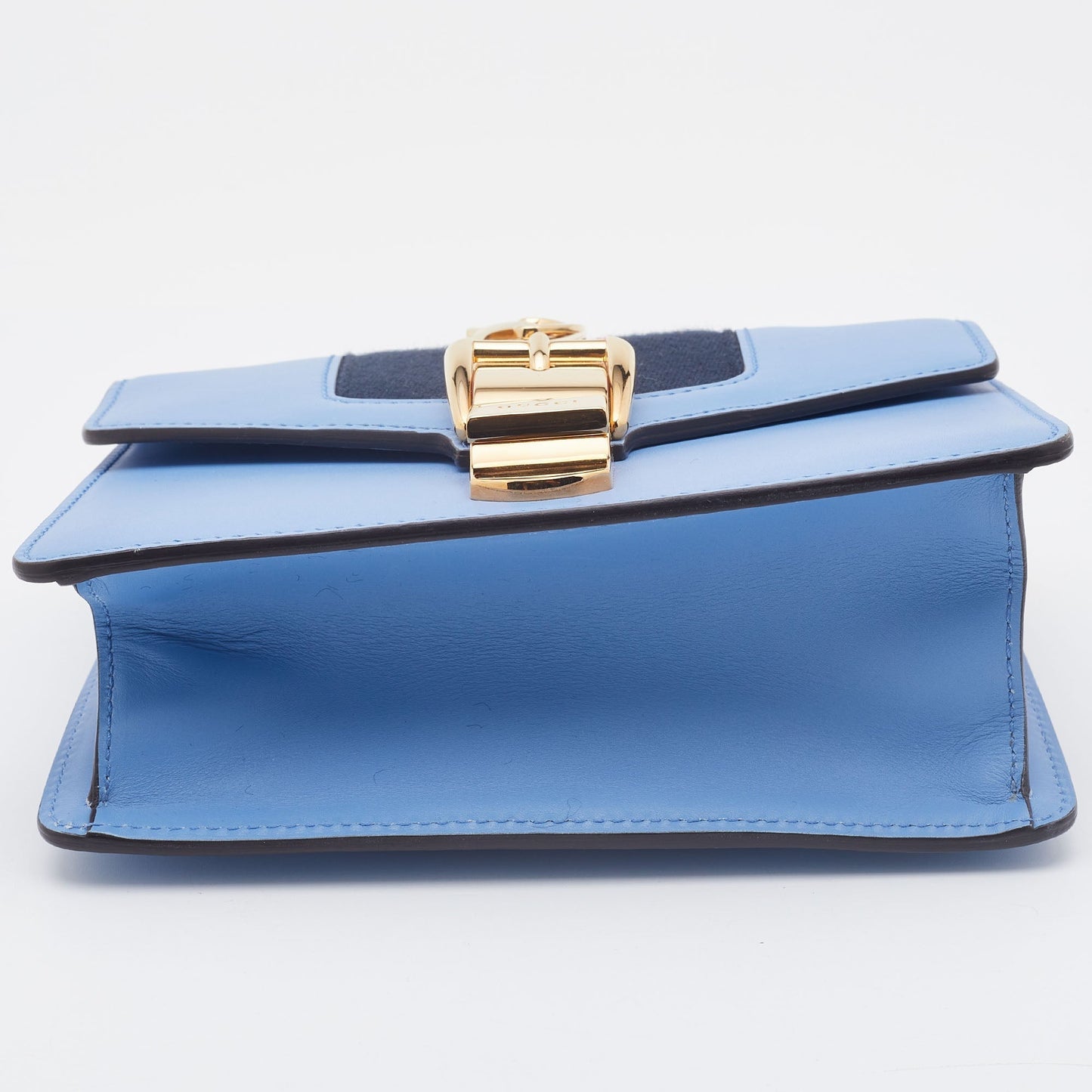 GUCCI Light Blue Leather Mini Chain Sylvie Crossbody Bag