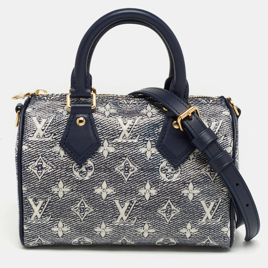LOUIS VUITTON Blue Monogram Canvas Speedy Bandouliere 20 Bag