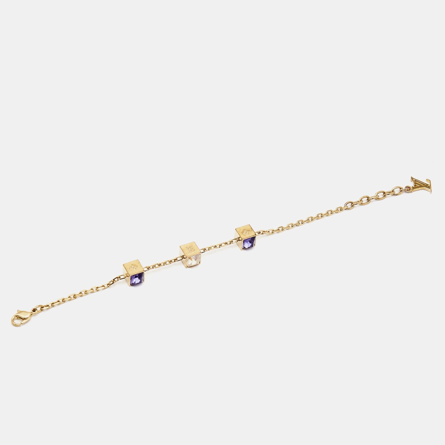 LOUIS VUITTON Gamble Crystals Gold Tone Bracelet