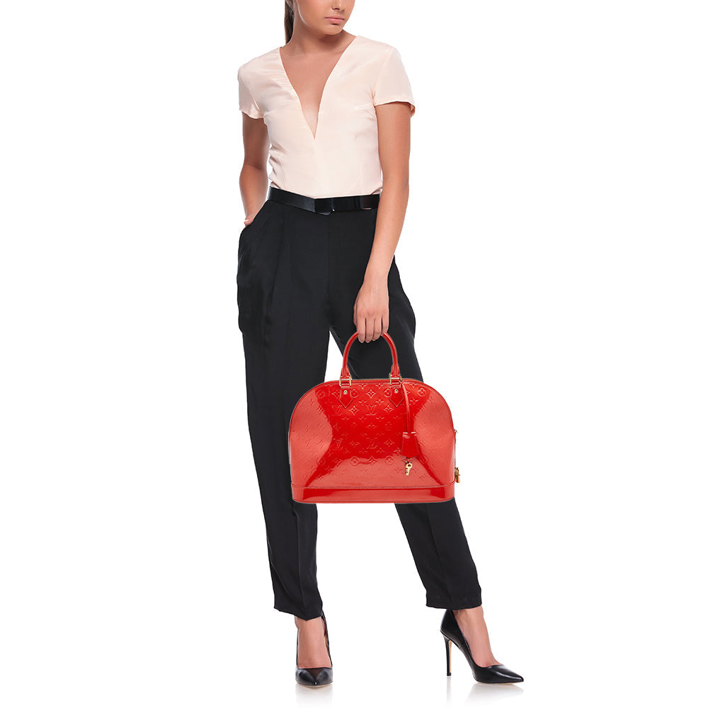 Louis Vuitton Orange Sunset Monogram Vernis Alma GM Bag