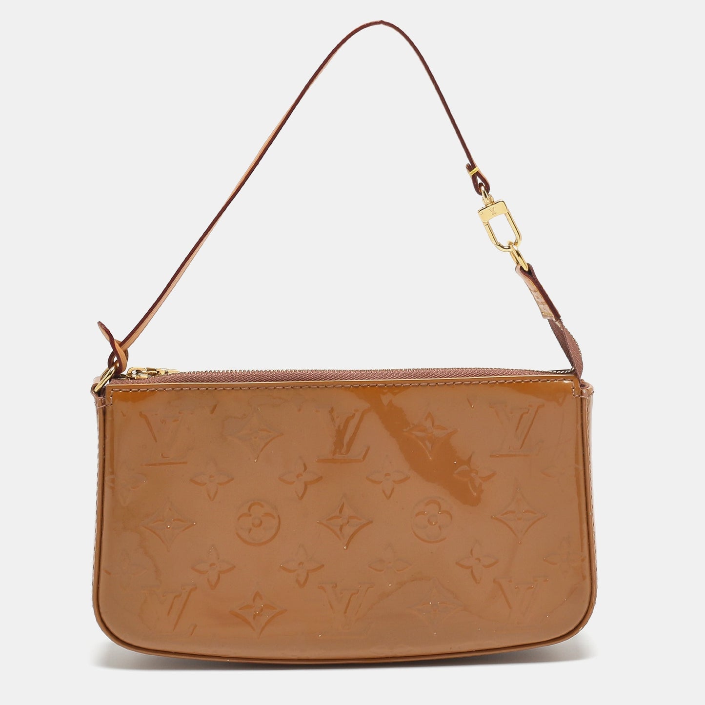 LOUIS VUITTON Beige Monogram Vernis Leather Pochette Accessoires Shoulder Bag