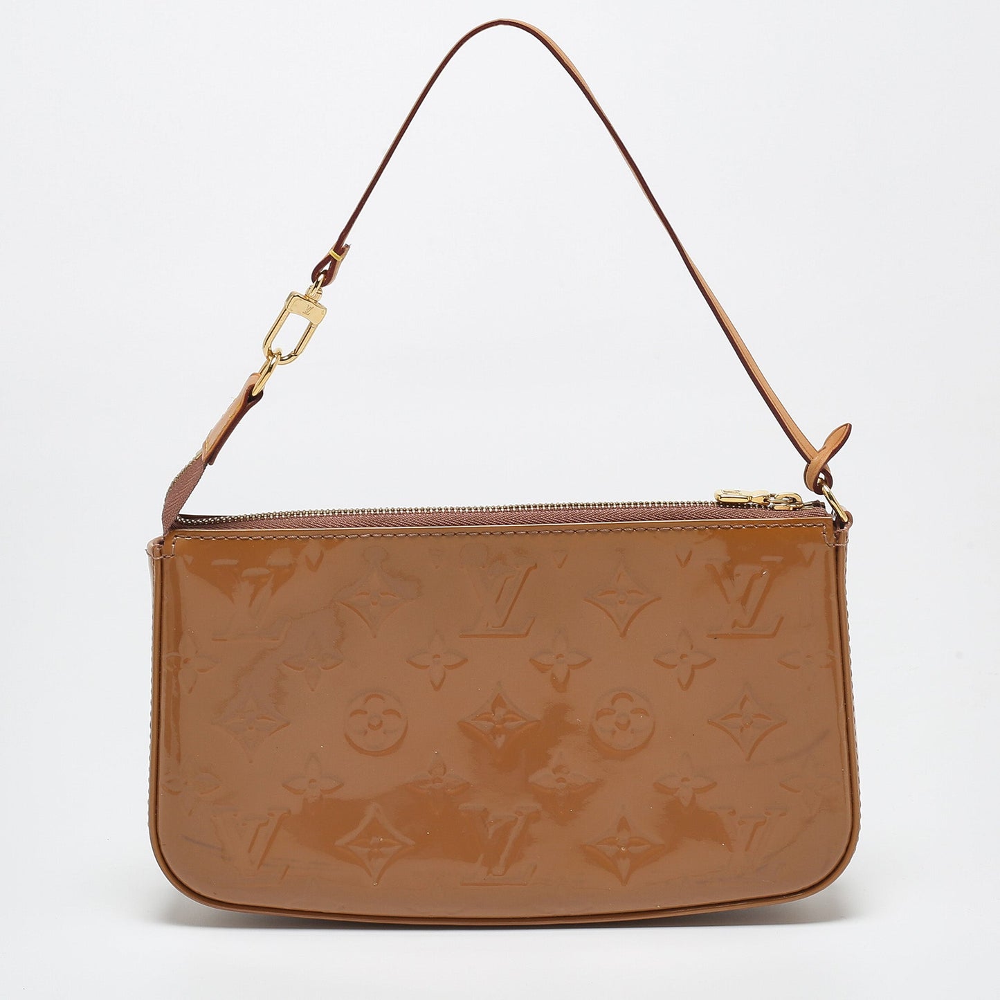LOUIS VUITTON Beige Monogram Vernis Leather Pochette Accessoires Shoulder Bag