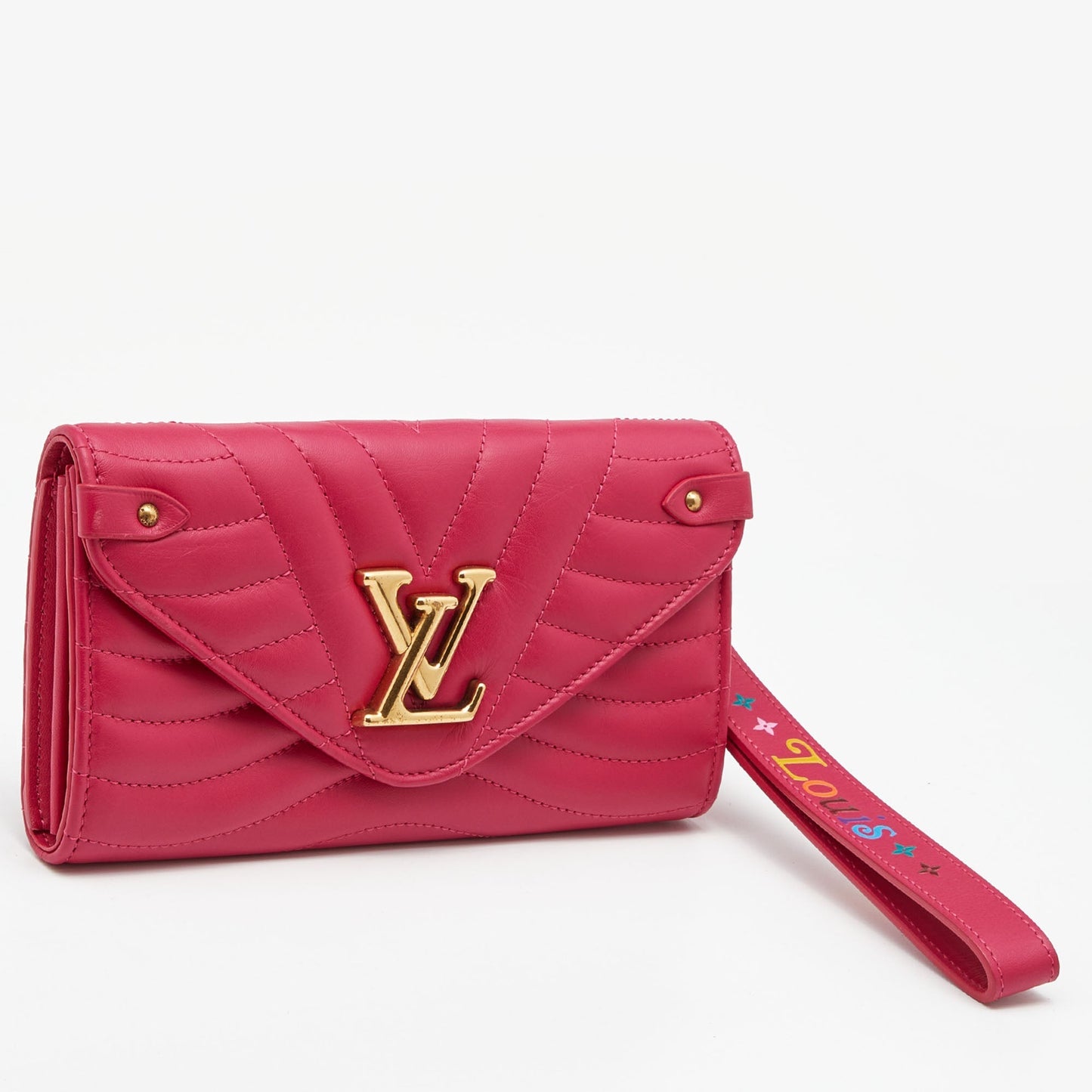 LOUIS VUITTON Rose Freesia Leather New Wave Long Wallet