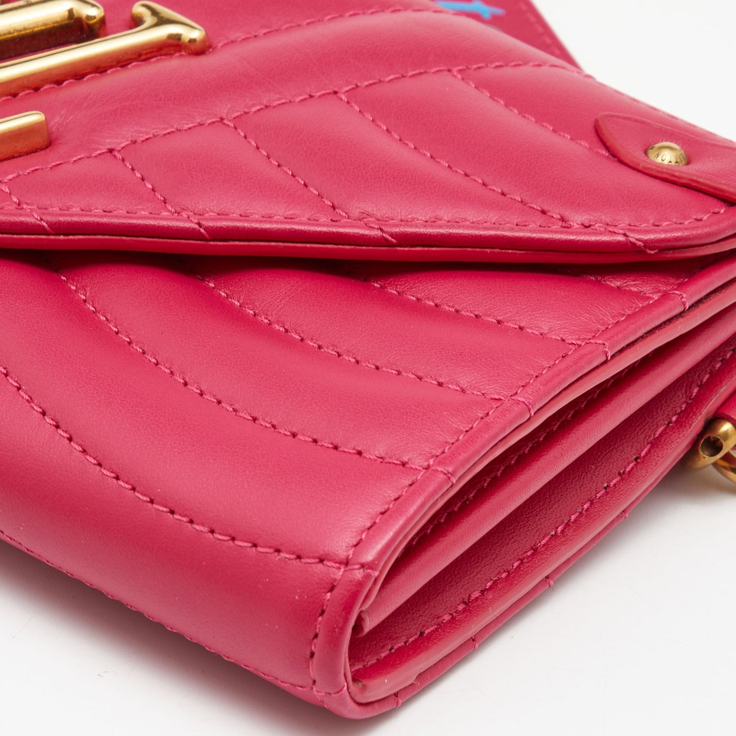 LOUIS VUITTON Rose Freesia Leather New Wave Long Wallet
