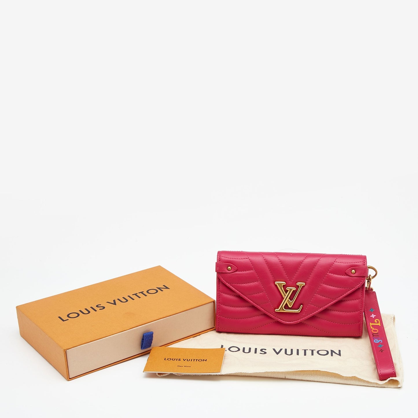 LOUIS VUITTON Rose Freesia Leather New Wave Long Wallet