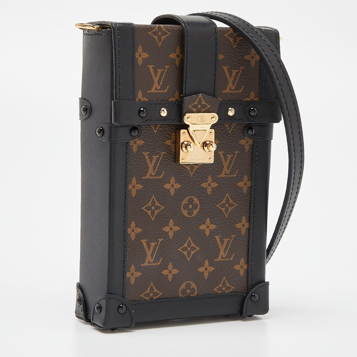 LOUIS VUITTON Brown/Black Monogram Canvas Pochette Trunk Vertical Bag