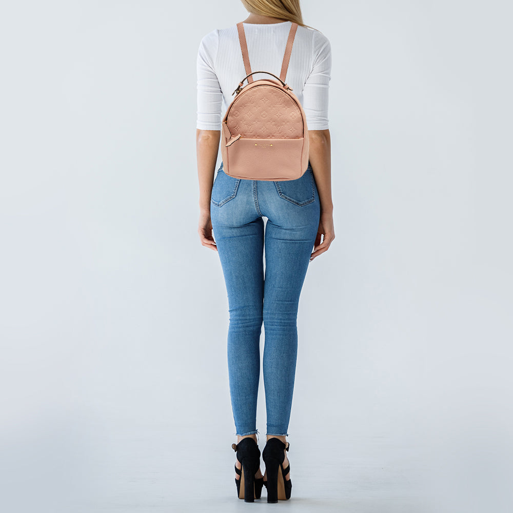 LOUIS VUITTON Rose Poudre Monogram Empreinte Leather Sorbonne Backpack