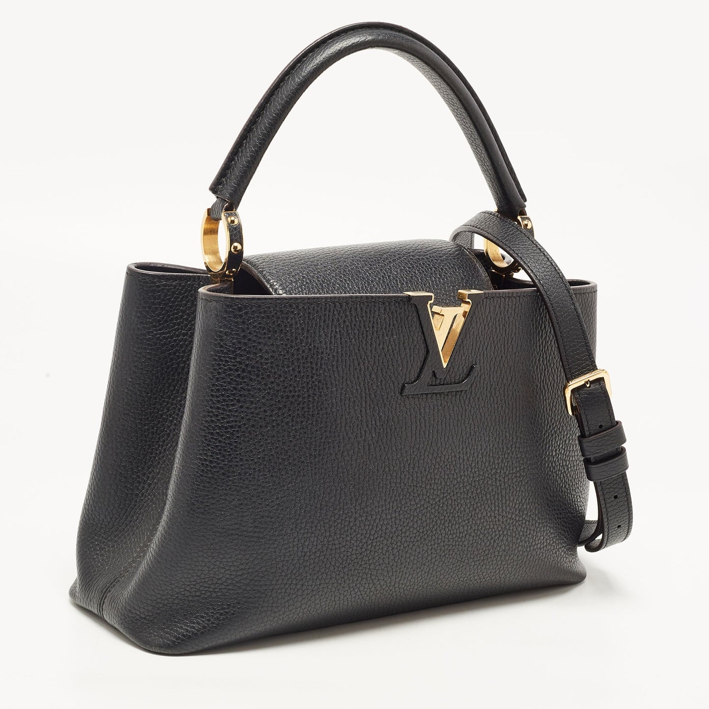 LOUIS VUITTON Black Taurillon Leather Capucines PM Bag