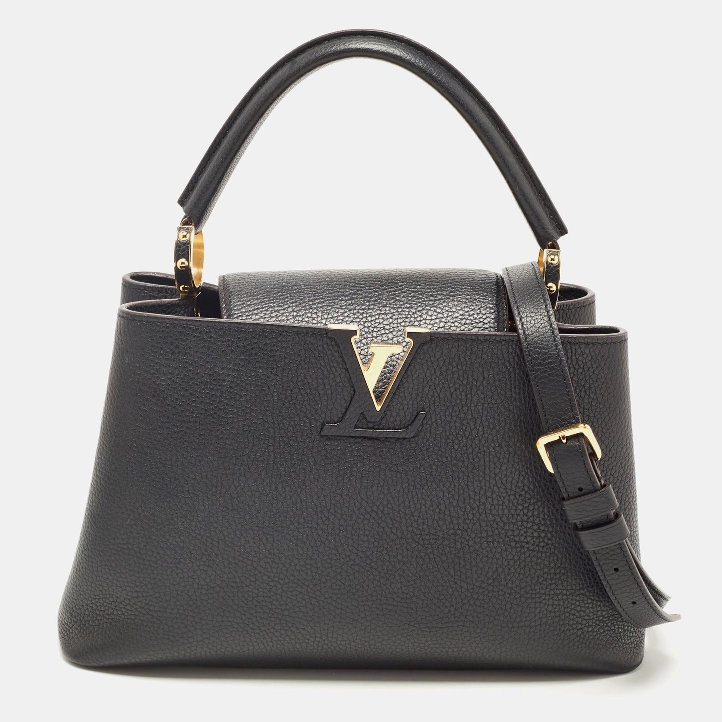 LOUIS VUITTON Black Taurillon Leather Capucines PM Bag