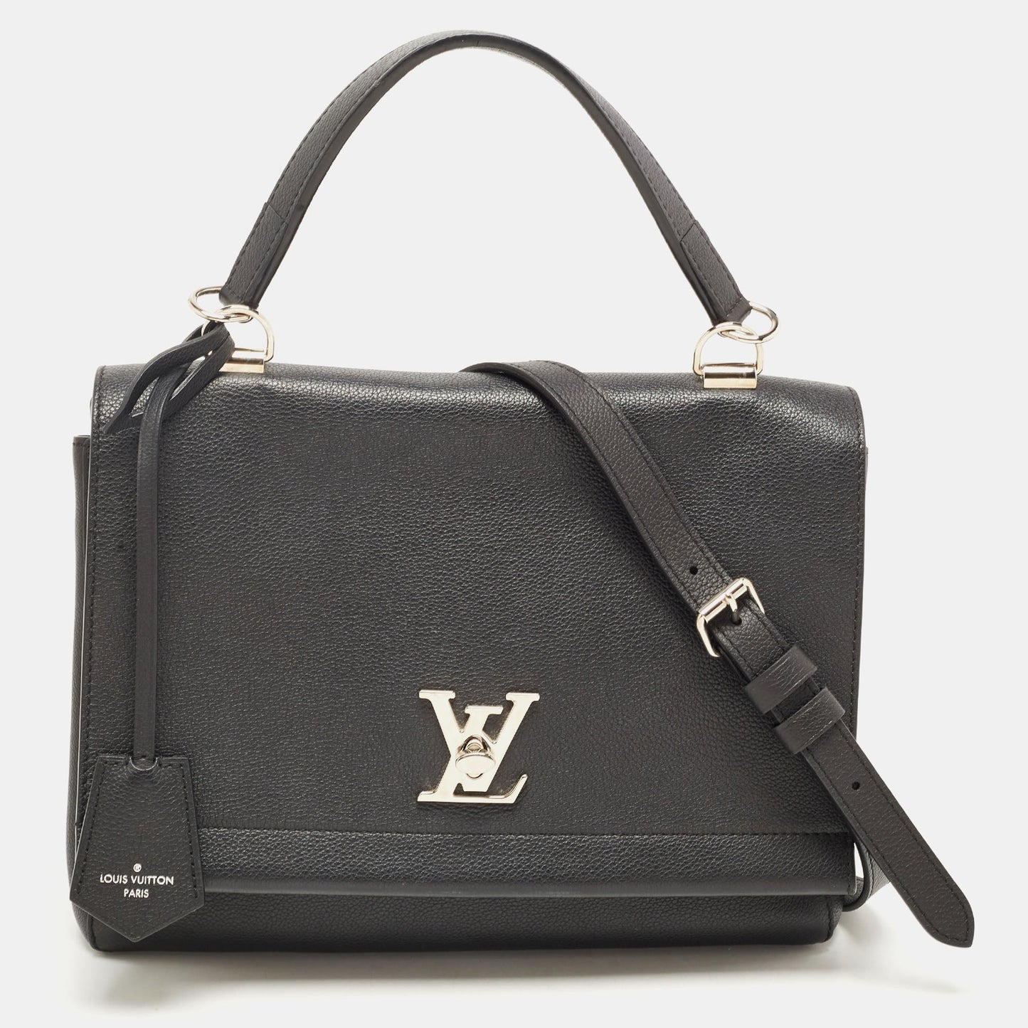 LOUIS VUITTON Black Leather Lockme II Top Handle Bag