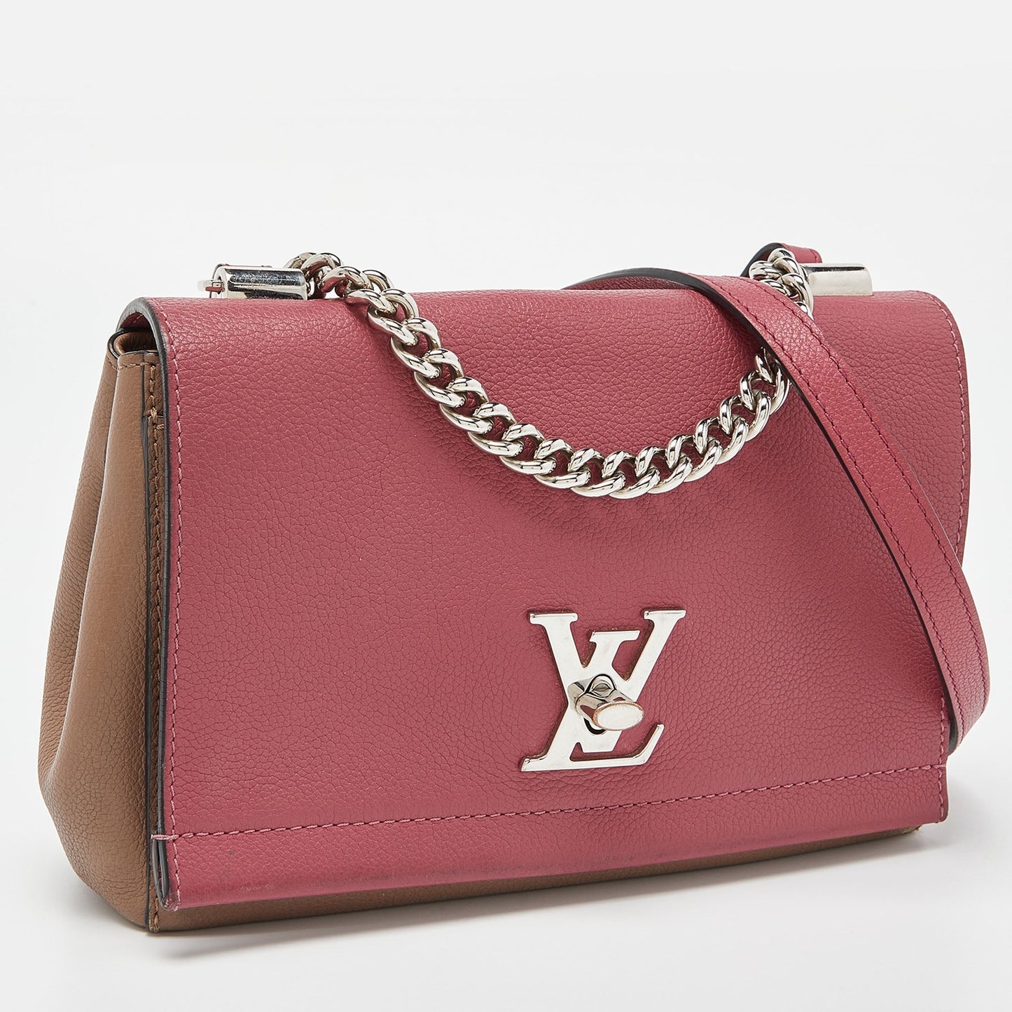 LOUIS VUITTON Beige/Pink Leather Lockme II BB Bag
