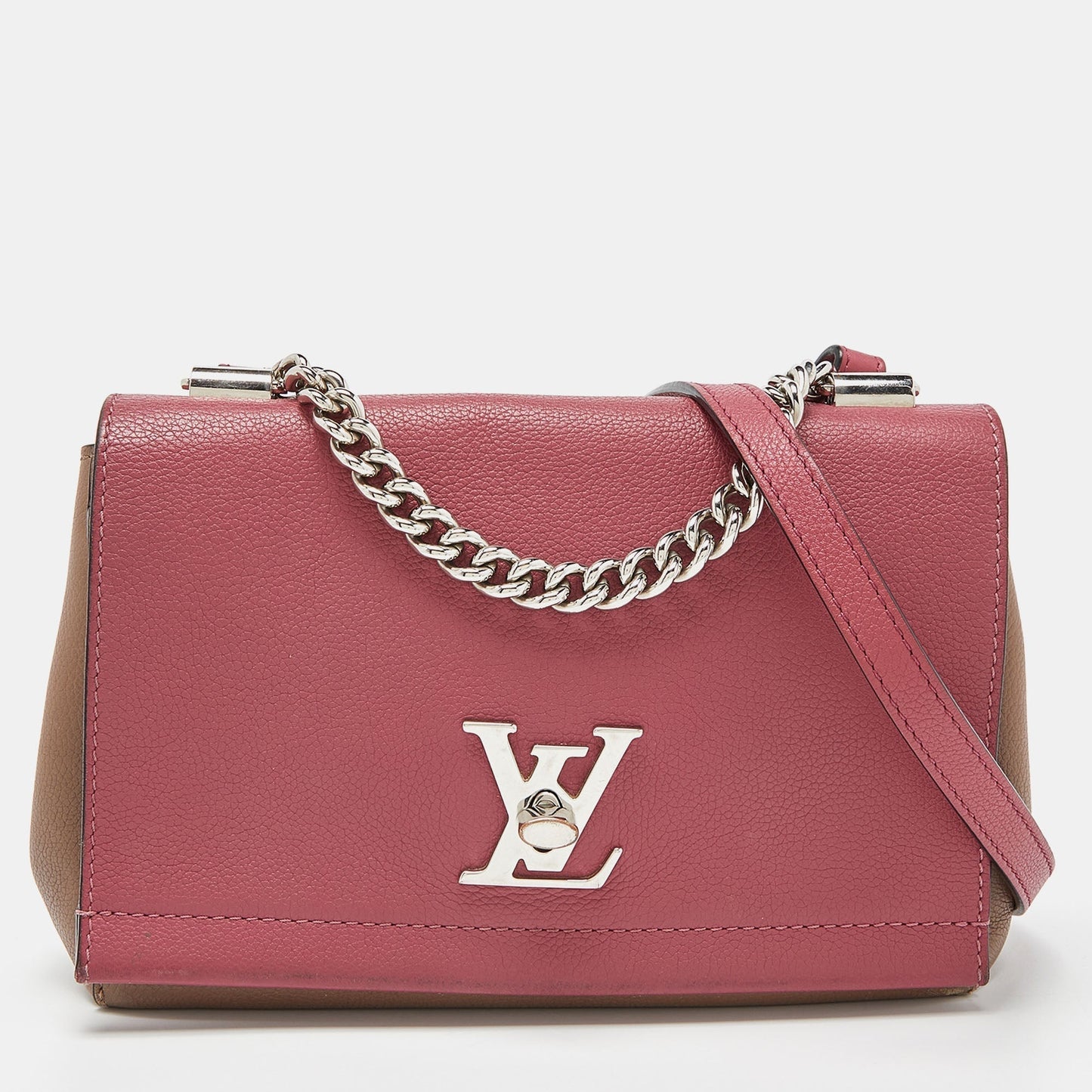LOUIS VUITTON Beige/Pink Leather Lockme II BB Bag