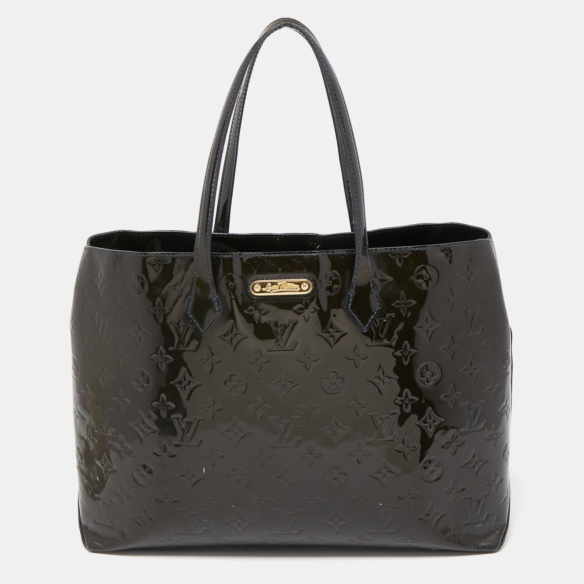 LOUIS VUITTON Vert Bronze Monogram Vernis Wilshire MM Bag