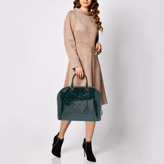LOUIS VUITTON Green Monogram Vernis Alma GM Bag