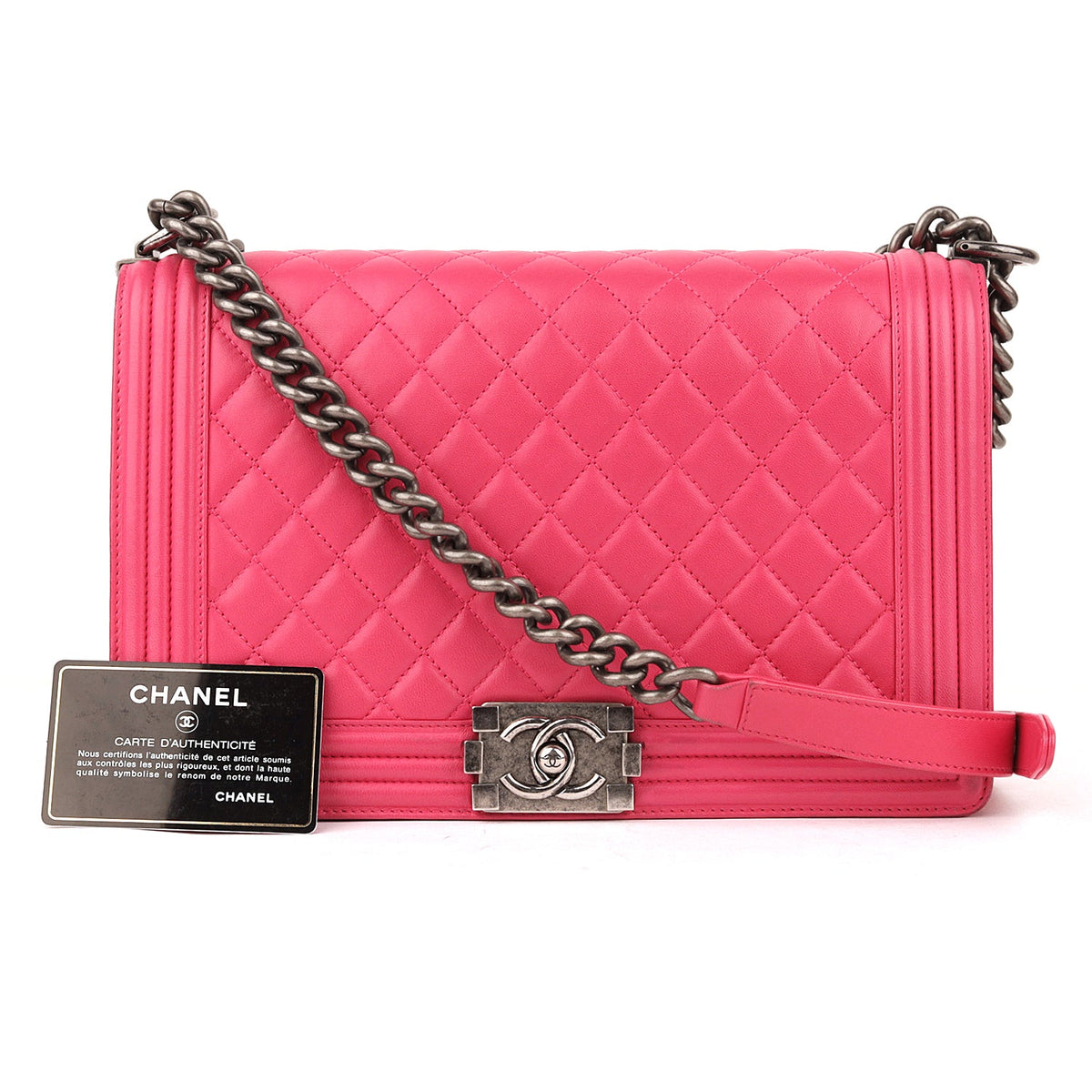 Chanel Quilted Lambskin Medium Boy Flap Pink