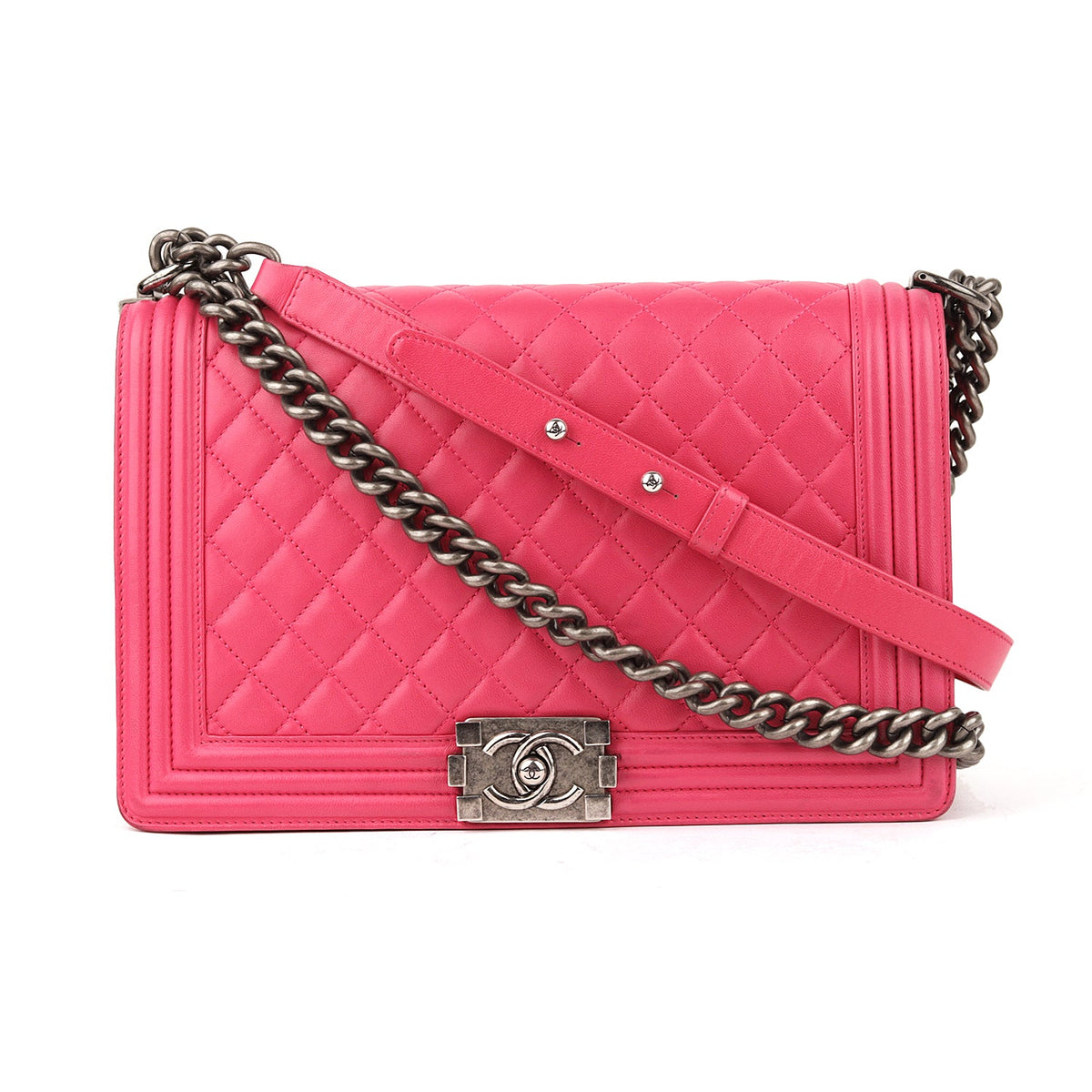 Chanel Quilted Lambskin Medium Boy Flap Pink