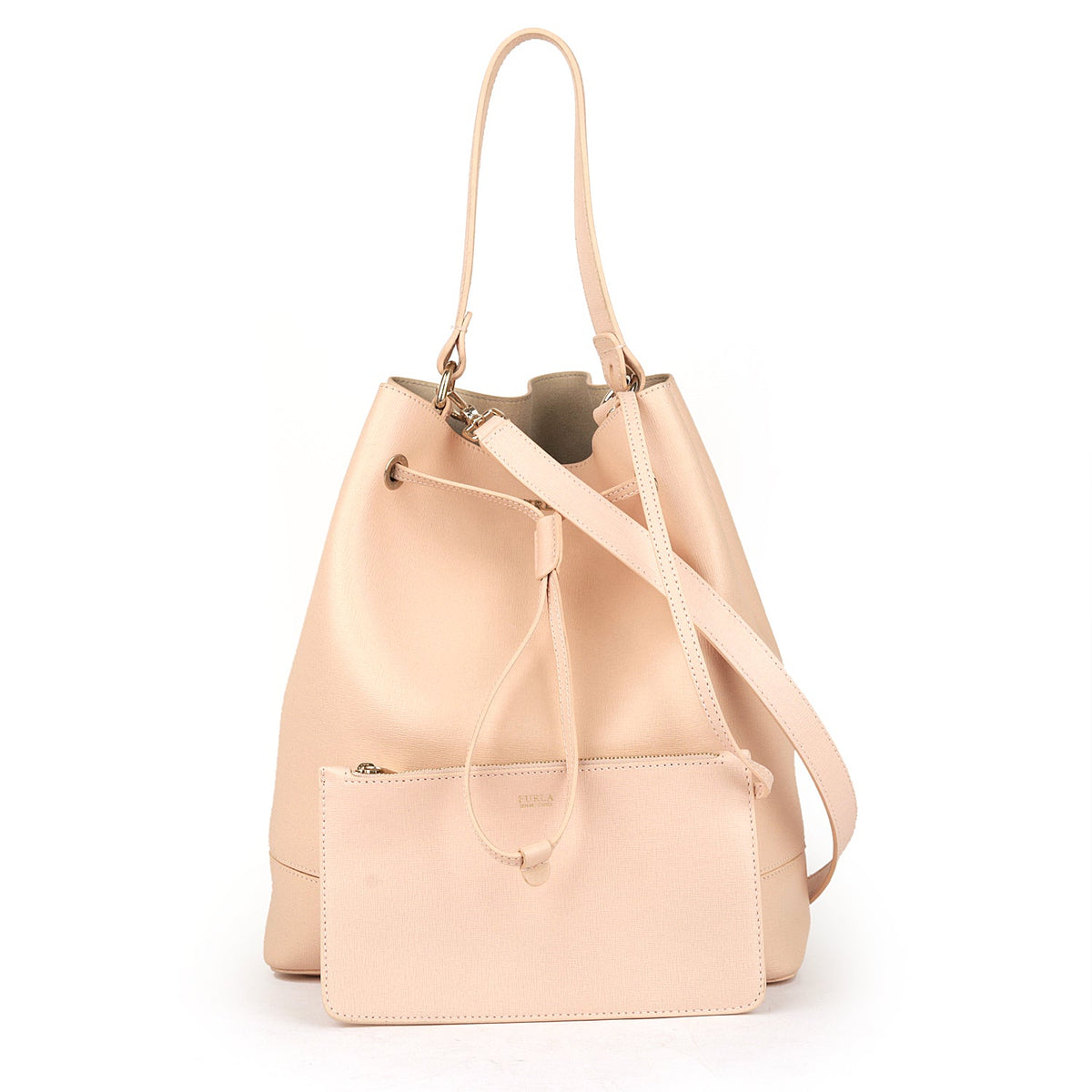 Furla Beige Leather Stacy Medium Bucket Bag